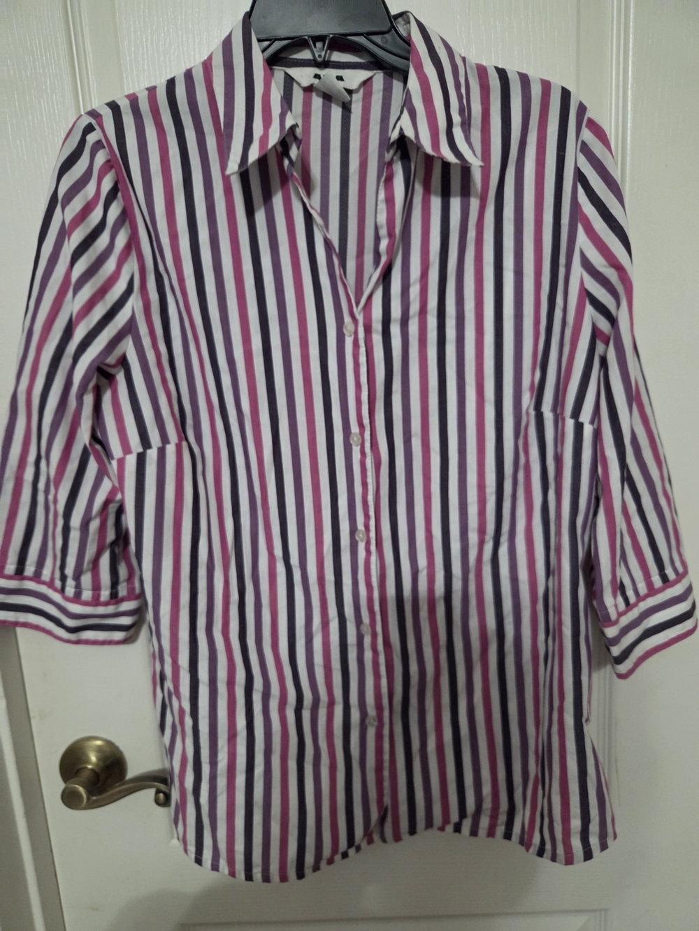 Alia Striped Button-Up Shirt in Pink & Purple